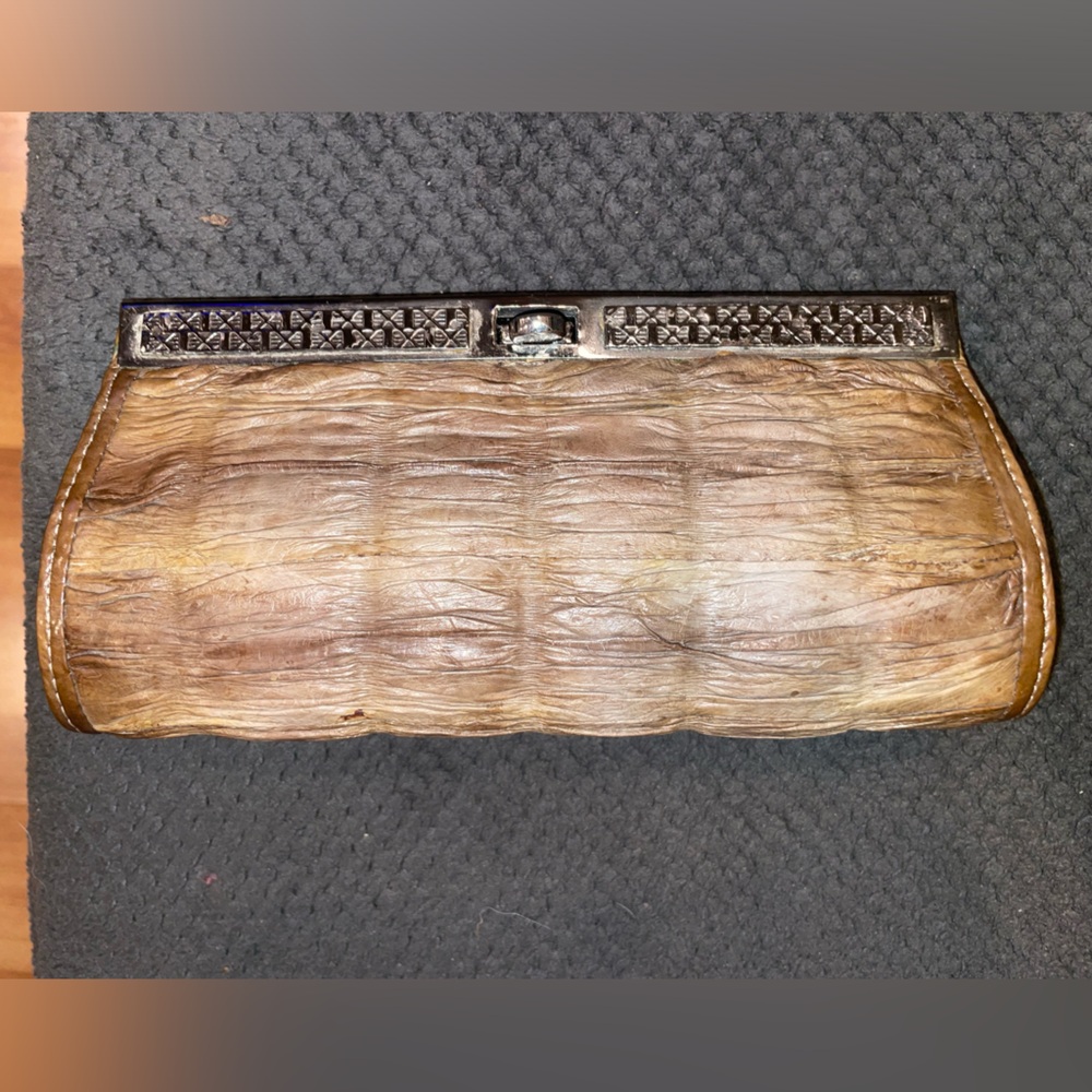 Elegant Tan Clutch Bag. Eel Skin